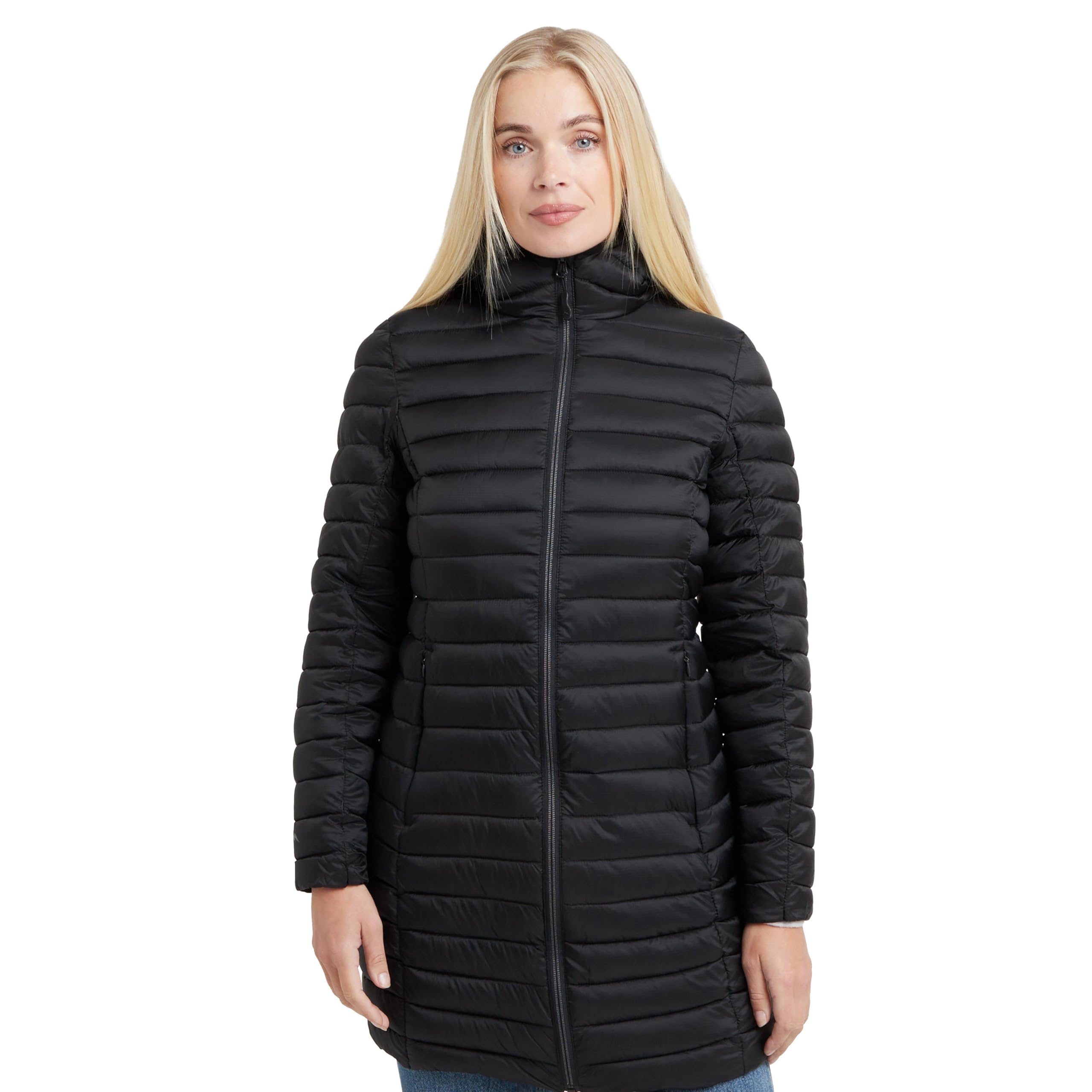 Peter Storm Women's Black Langdale Longline Baffle Jacket, Ripstop, Pfc-Free Dwr Coating, Sorona Fibre Insulation, Full Zip, Cold Weather Wear (Uk, Numeric, 18, Regular, Regular, )