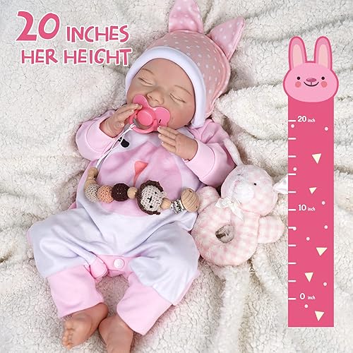 Miniatura 4 de Muñecas de bebé recién nacidas realistas de 20 pulgadas, muñecas de bebé recién nacidas realistas de la vida real, muñecas de vinilo suave de cuerpo