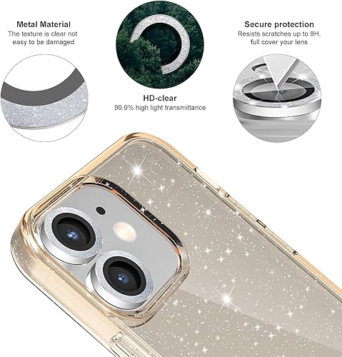 Miniatura 207 de Funda con purpurina diseñada para iPhone 15 Pro Max, con [2 unidades] protector de pantalla y [paquete de 3] protector de lente de cámara brillante