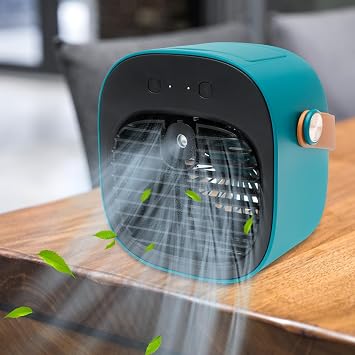 Portable Air Conditioner Cooling Fan, USB Rechargeable Personal Mini Air Conditioner Fan, Portable Air Cooler Fan for Office, Home, Bedroom, Car, Camping, Travel Green