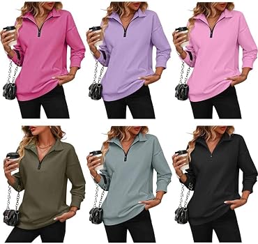 Amazon.com: Womens Zip-Up Dropped Shoulder Sweatshirt, Womens