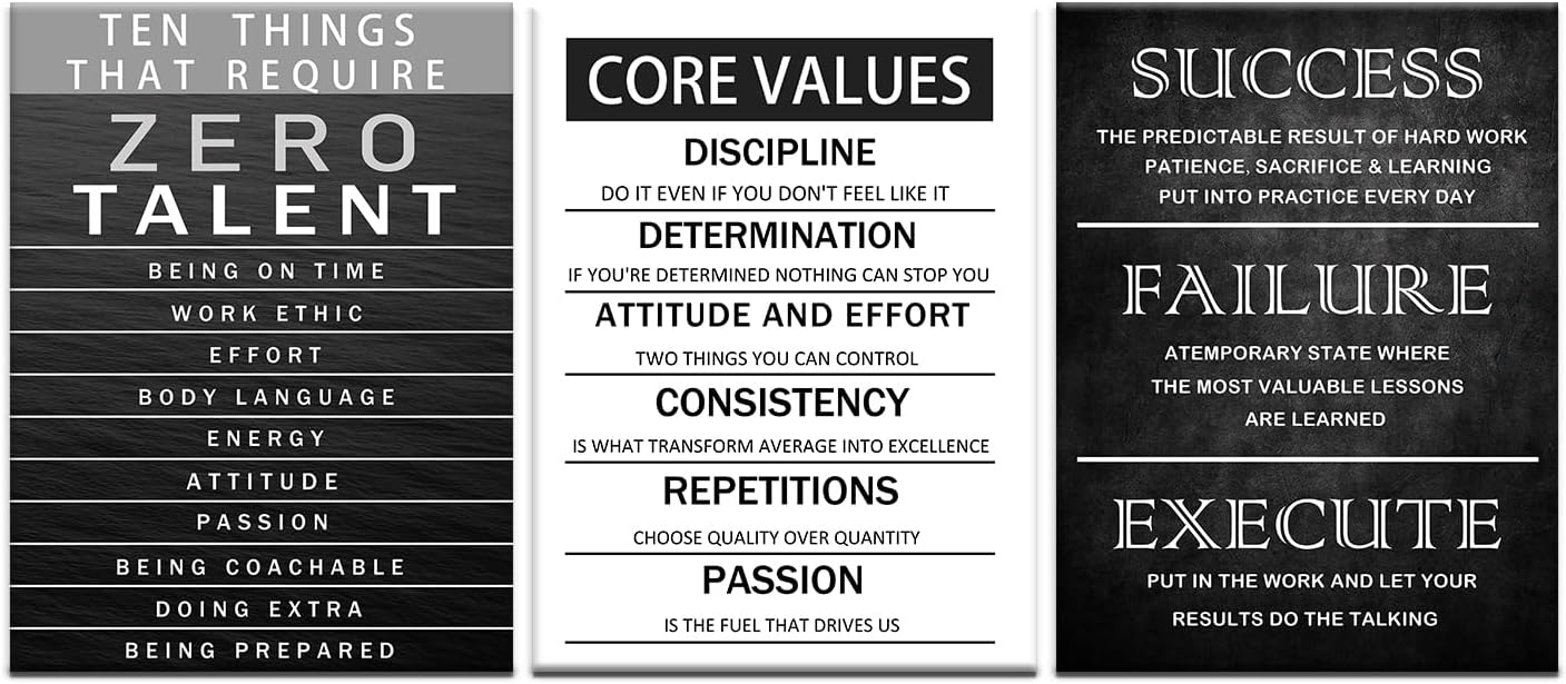 Motivational Wall Decor Core Values Posters Canvas Inspirational Quotes Wall Art Zero Talent Picture Print Painting Artwork for Home Living Room Bedroom Office Decor Ready to Hang [36''Wx 16''H] - Image 6