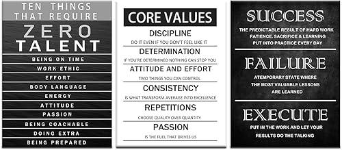 Miniatura 6 de Decoración de pared motivacional con valores fundamentales, lienzo con citas inspiradoras, arte de pared, cero talentos, pintura impresa para el