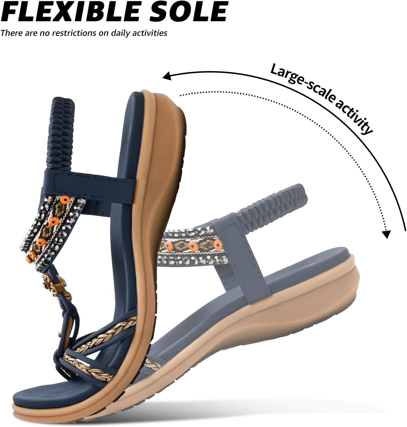 Littleplum Womens Sandals Arch Support Summer Beach Sandals Comfort Walking Shoes Bohemian Flip Flops Sandals for Women - Image 4