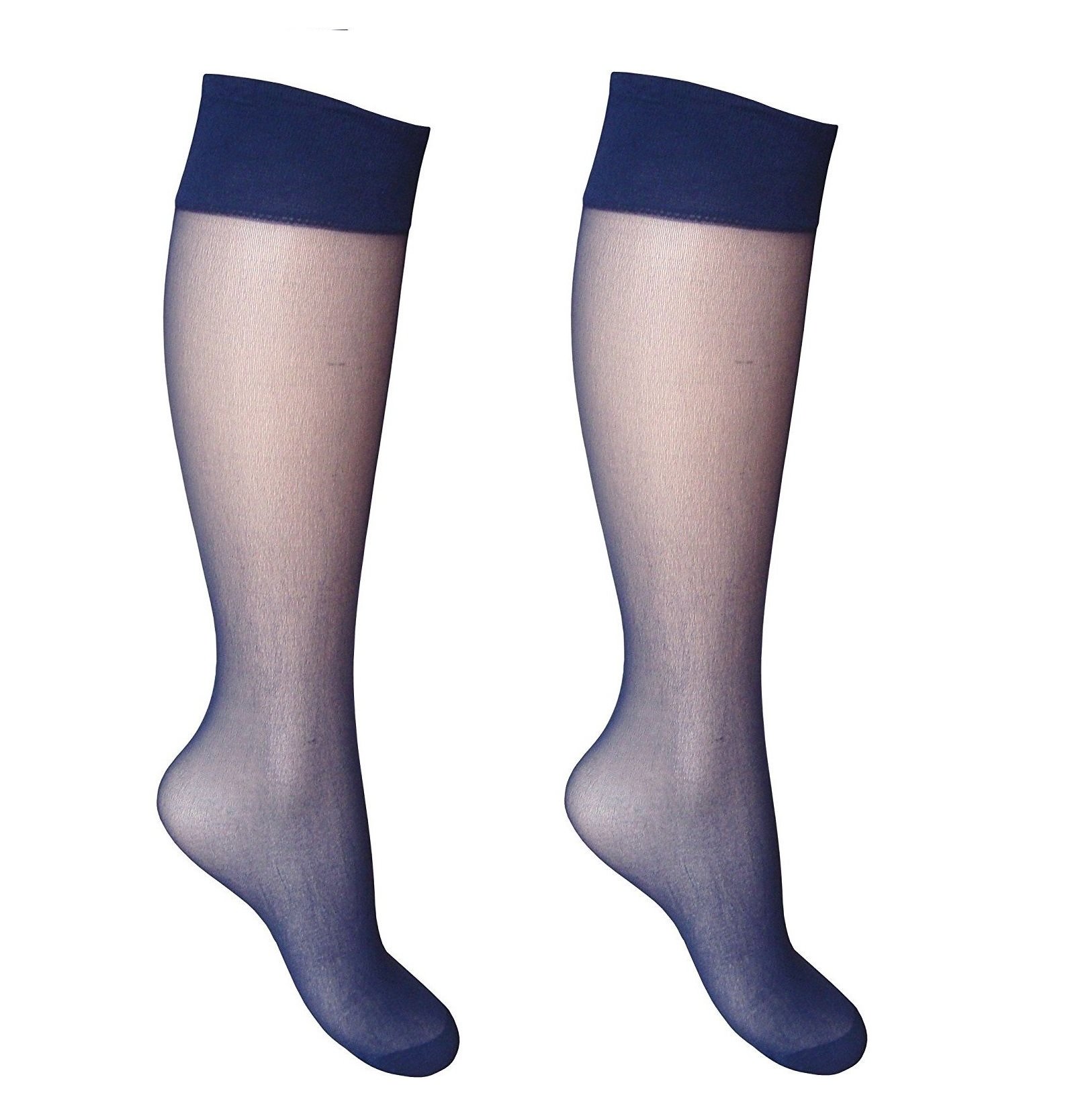 Mytoptrendz Women's Navy - 4Pair Mytoptrendz® 15 Denier Knee Highs Sheer Trouser Pop Socks Comfort Cuff (Navy - 4Pair)