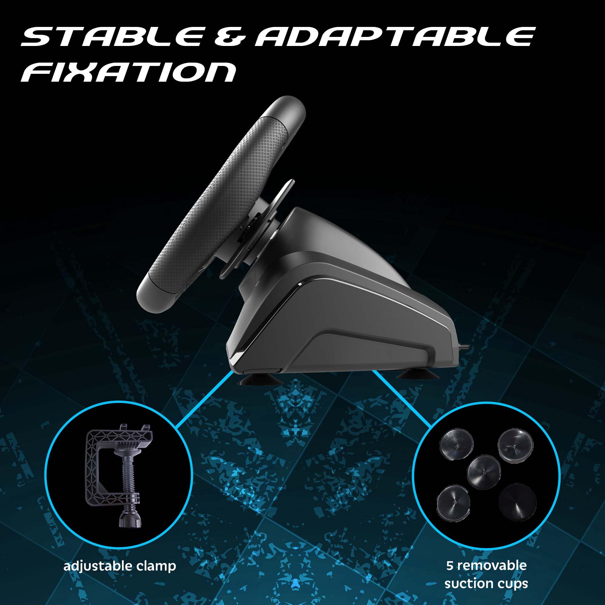 Subsonic - Volante Superdrive 270 GT5 - Volante PS5 LED con Doble Palanca, Rotación de 270°, con Pedales y Levas. Compatible con PS5 y PC - Negro