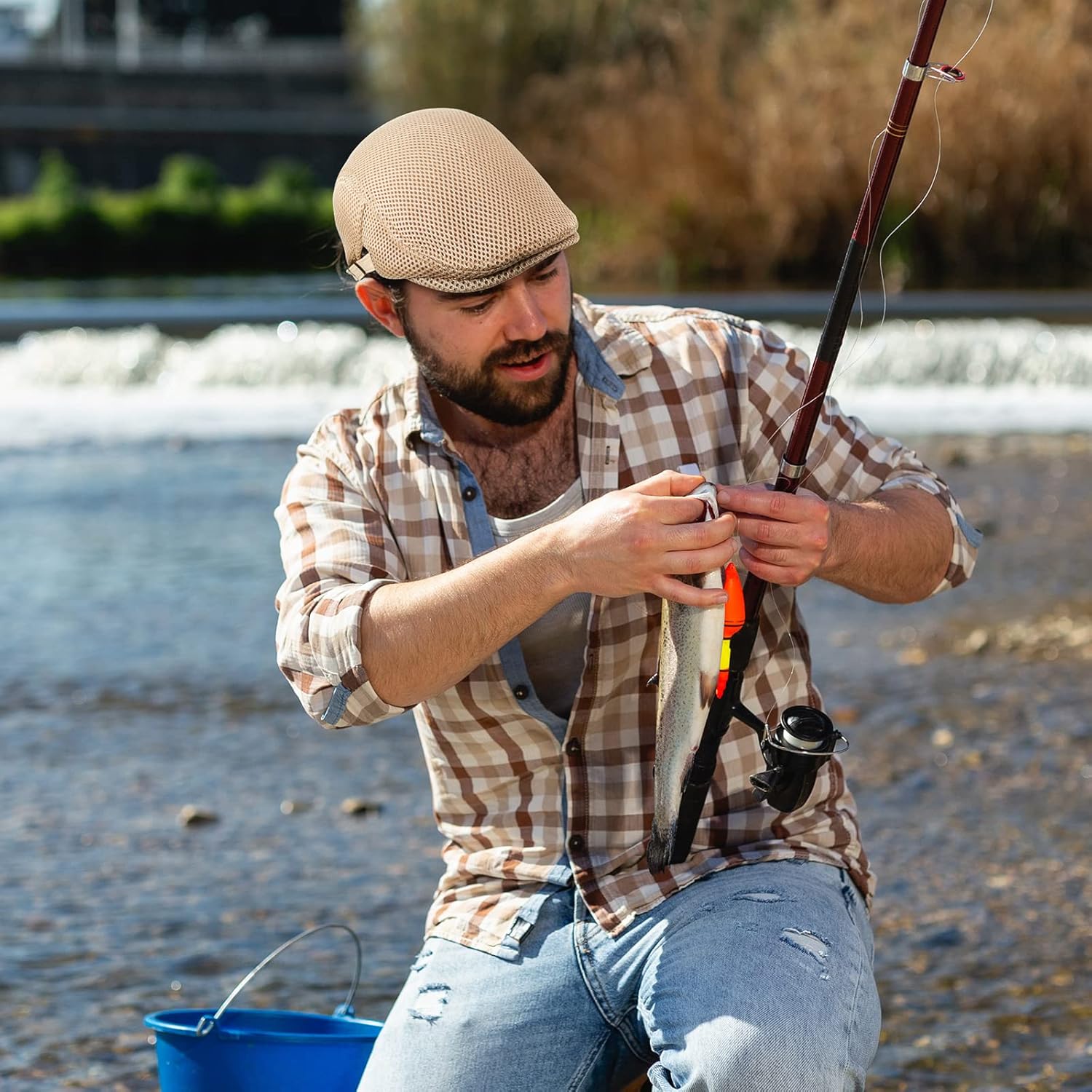 Geyoga 6 Pieces Men's Mesh Flat Cap Breathable Summer Newsboy Hat Cabbie Flat Cap - Image 6