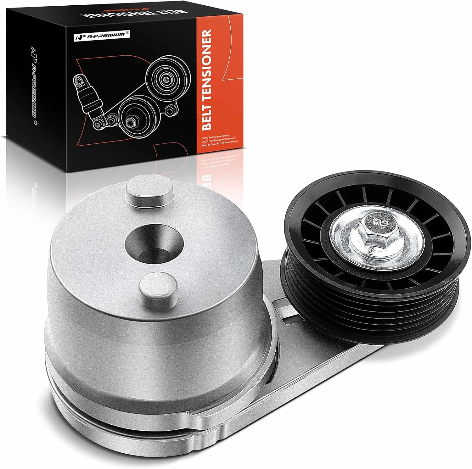 A-Premium Belt Tensioner Assembly with Pulley Compatible with Chevrolet Express Silverado 2500 3500 & GMC Savana Sierra 2500 3500 & Hummer H1, Replace# 97288625, 97329062