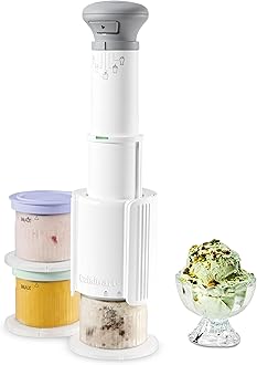 FastFreeze 5-in-1 Ice Cream, Sorbet, Milkshakes, Slushies and Mix-In Frozen Dessert Maker, Compact Machine, Easy to Use, Includes 3 Mixing Cups with Lids, ICE-FD10