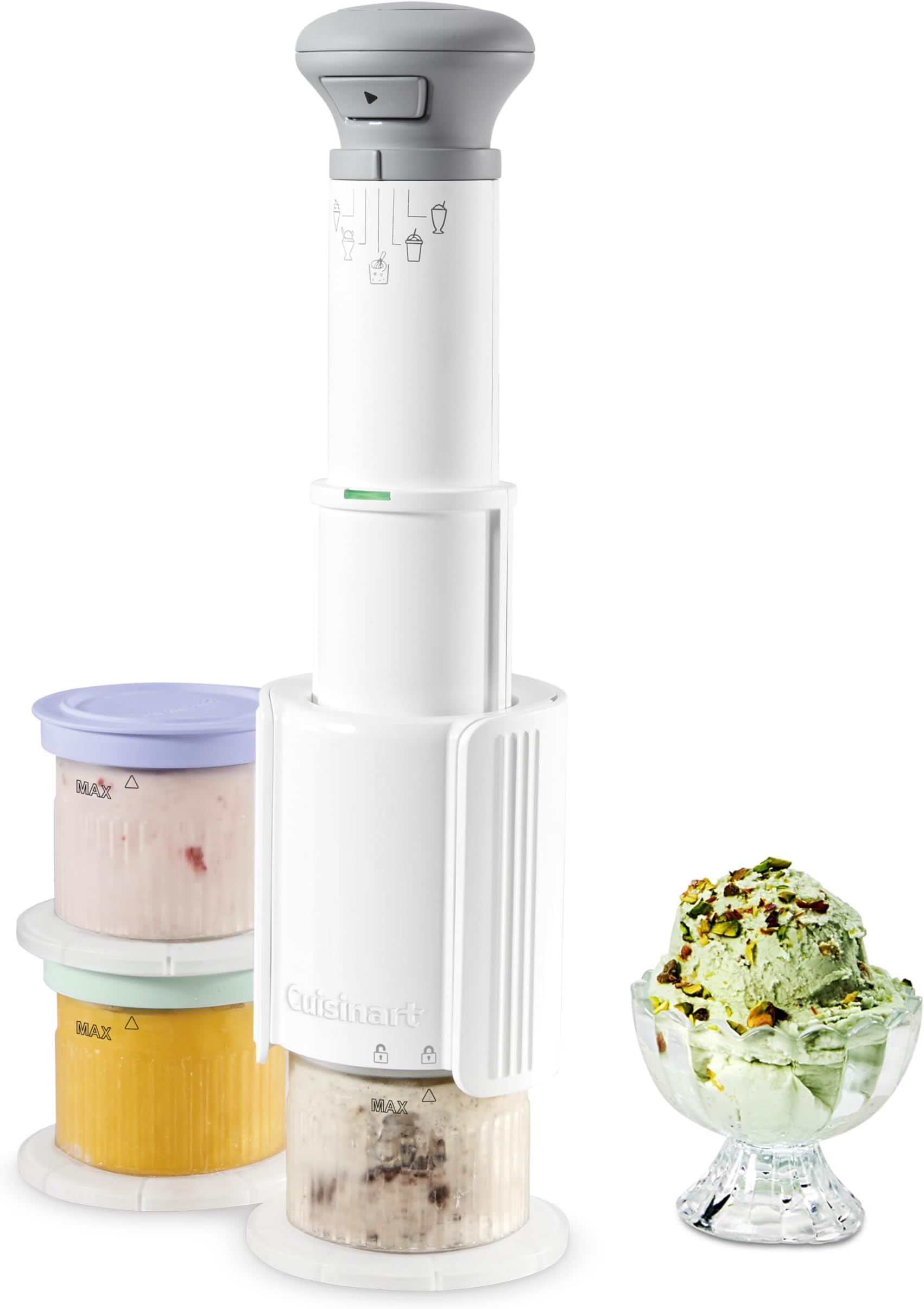 Ice Cream Maker – Cuisinart FastFreeze 5-in-1 Ice Cream, Milkshakes, Slushies, Sorbets and Mix-Ins, Freeze Wand, Two 0.5-Pint Mixing Cups with Lids, Easy to Clean, ICE-FD10