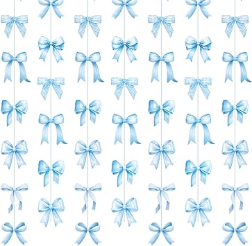 Daifunli 8 PCS Bow Party Decorations Blue Bow Garland Hanging Banner
