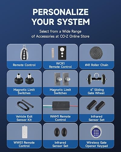 Miniatura 24 de CO-Z APLICACIÓN - Abridor de puerta deslizante automático inteligente, abridor de puerta eléctrico de 280 W para puertas de hasta 1400 libras y 40