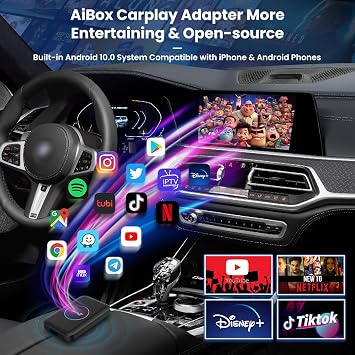 CarlinKit Wireless CarPlay Adapter Ai Box (LITE). Easy to use, plug and play. Converts to Wired Wireless. Netflix, YouTube, TikTok, etc. Compatible Android System and CarPlay and Android Auto.
