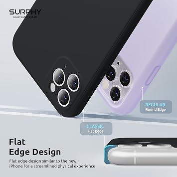 SURPHY Flat Silicone Case Compatible with iPhone 11 Pro Case, Liquid Silicone Slim Fit Case (Individual Protection for Each Lens) for iPhone 11 Pro 5.8 (Black)