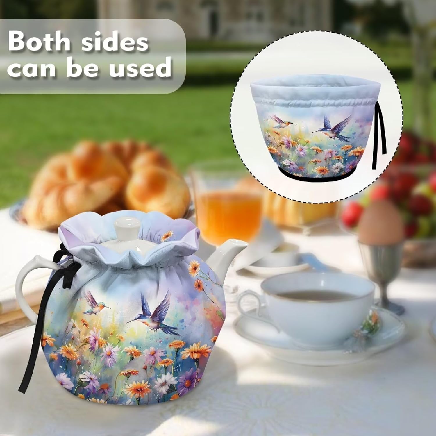 Hummingbird Tea Cozy for Teapot Insulated Flower Teapot Cozy Tea Cosy for Teapot Dust Protector Home Kitchen Decor image 4