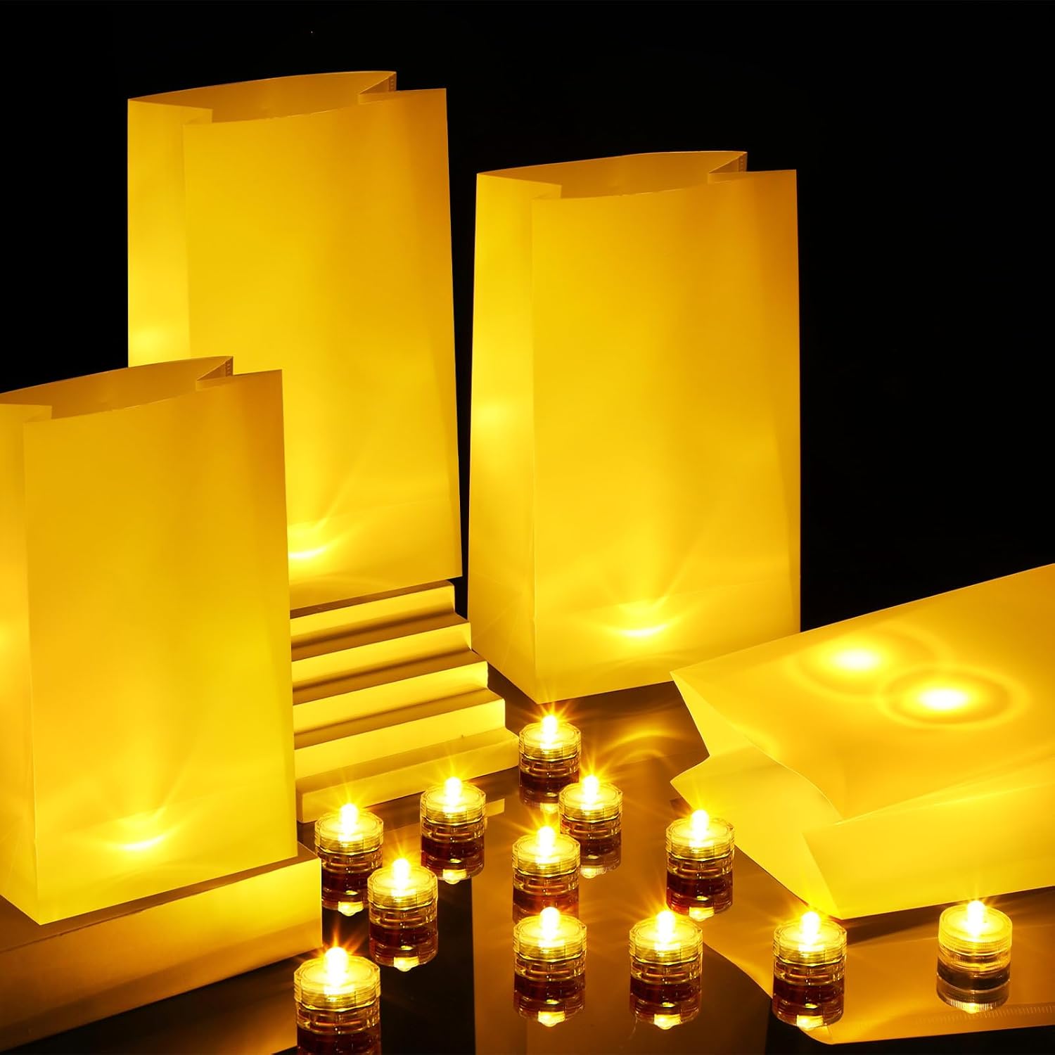 Supervitae 200 Pieces Plastic Luminaria Bags Set Including