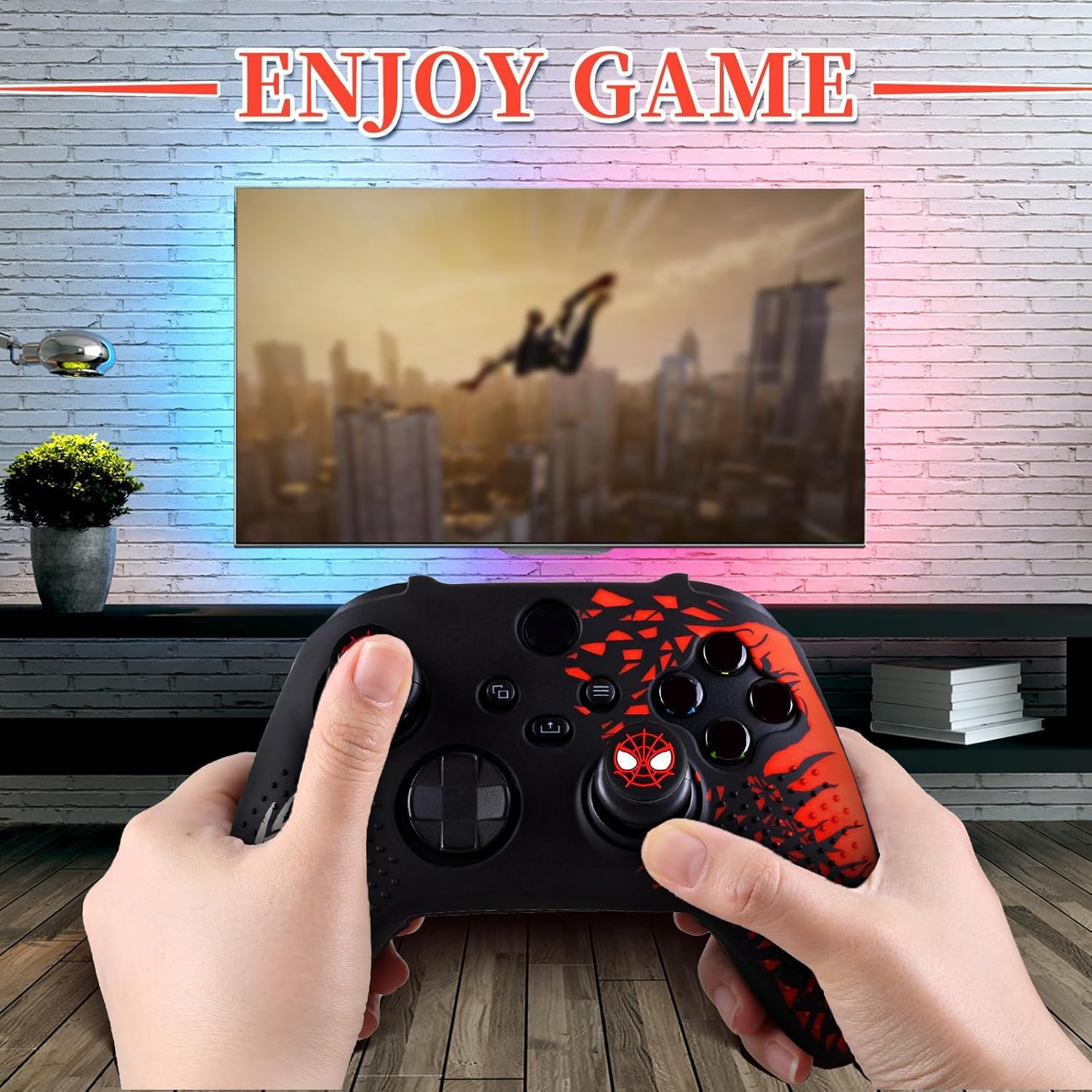 Anti-Slip Controller Skin Kit, with 2 Thumb Grip Cover & 2 Elevated Base, Silicone Controller Case with Textured Grip for Xbox Series S/X