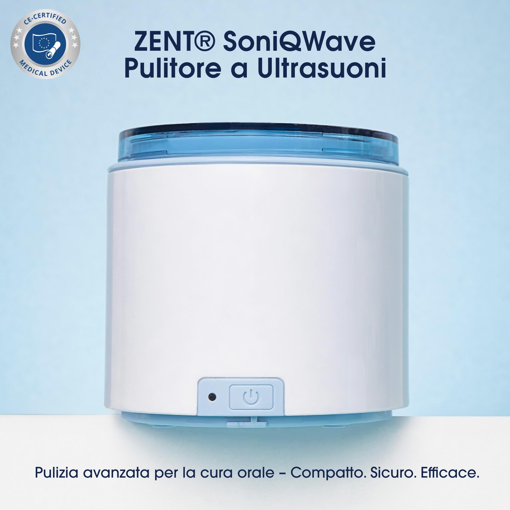 ZENT Pulitore ultrasuoni compatto 200ml, Vasca ultrasuoni per apparecchi allineatori ortodontici gioielli, invisalign pulizia - Tecnologia di pulizia a 360°, Ideale per viaggio, Prodotto medico