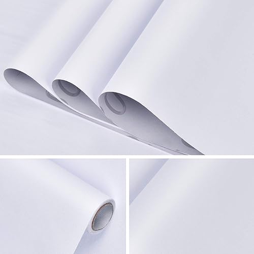 Miniatura 6 de Mecpar Papel tapiz blanco mate de 15.7 pulgadas x 49.21 pies, papel tapiz autoadhesivo extraíble, grueso, impermeable, para encimera de cocina,