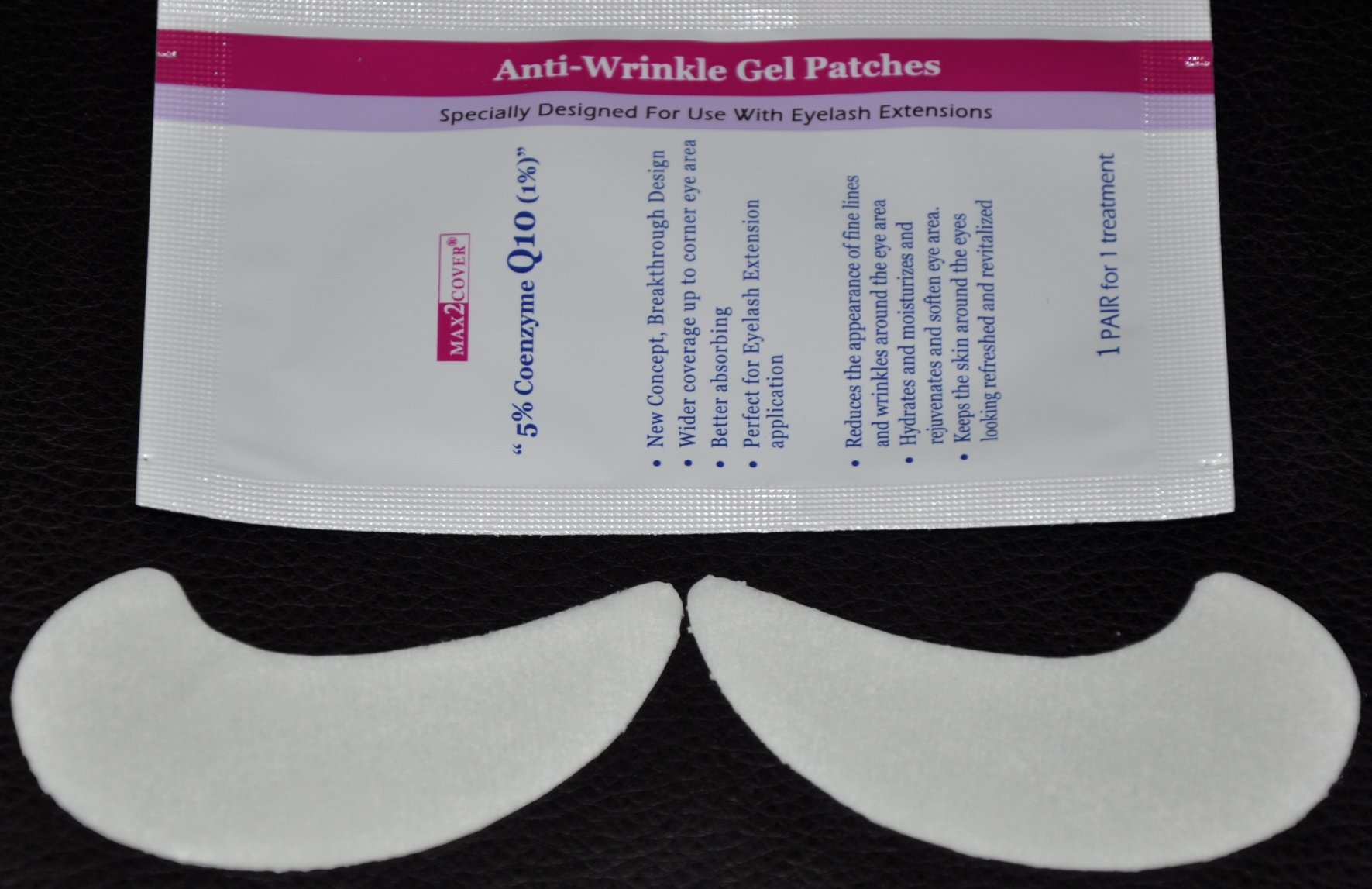 MAX2 Coenzyme Q10 Under Eye Pads Patches Qty: 100 Pairs Designed for Eyelash Extension