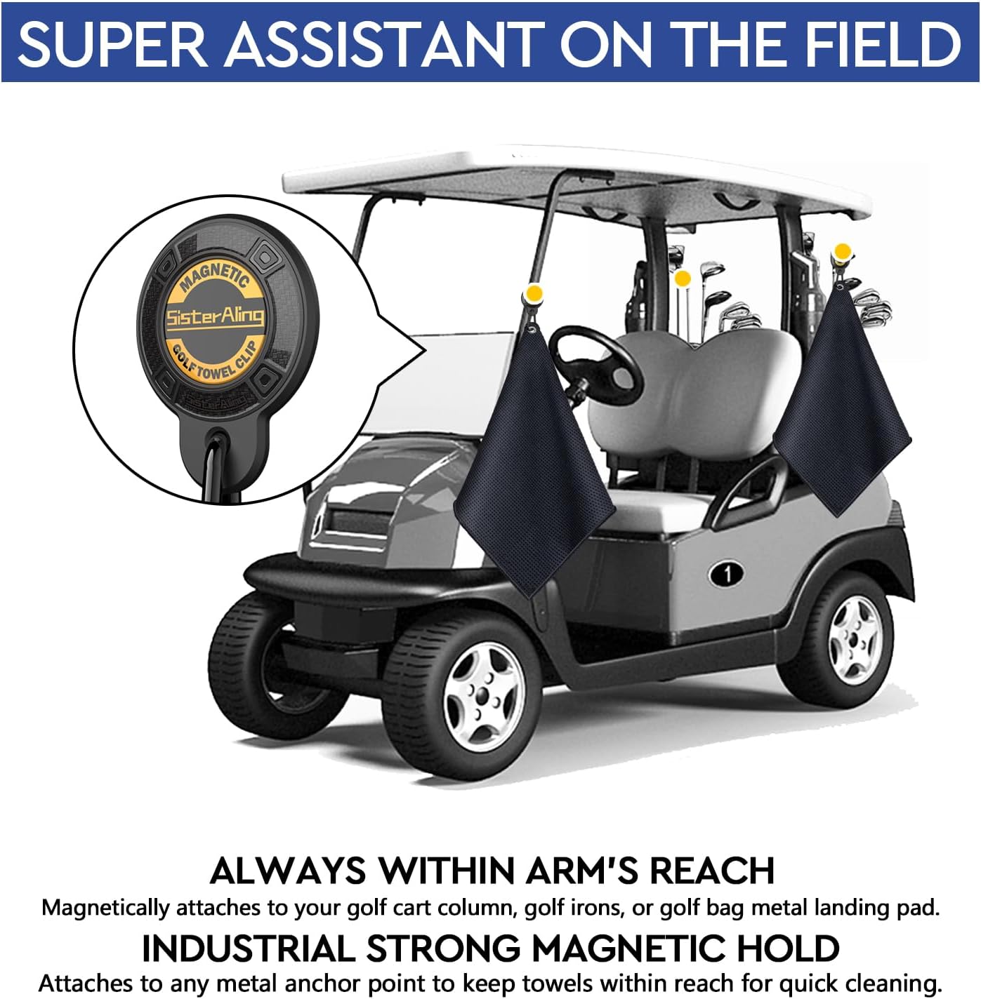 Magnetic Clip for Golf Towel,Removable Industrial Magnetic Accessories Design for Strong Hold to Golf Carts or Clubs - Image 4