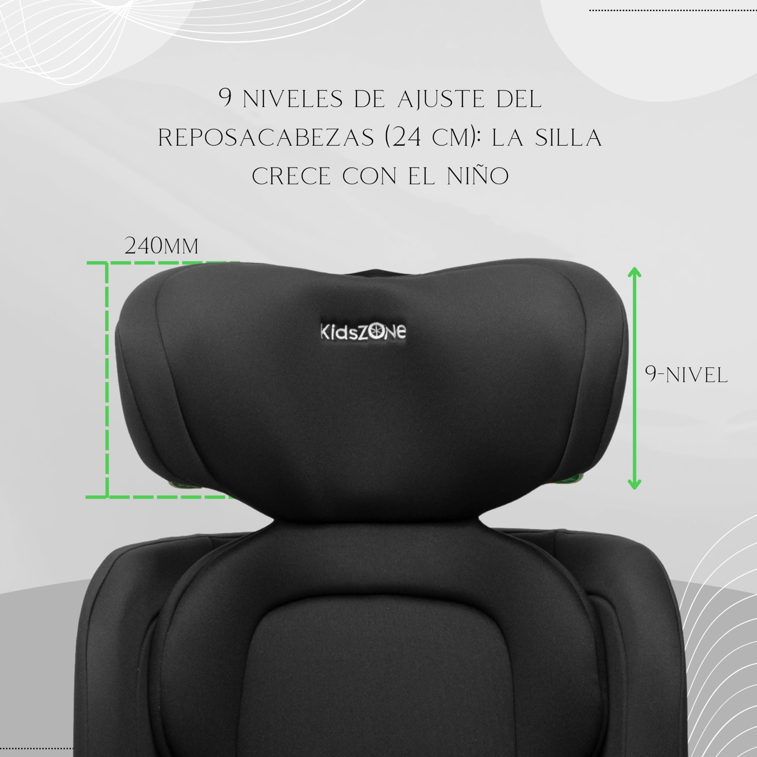 Silla Coche Grupo 2-3 Isofix 15-36 kg, 100-150 cm - Silla de Coche para niños 4 a 12 años, i-Size - 7 Posiciones de Reclinado, Reposacabezas 9 Posiciones, Funda Desmontable