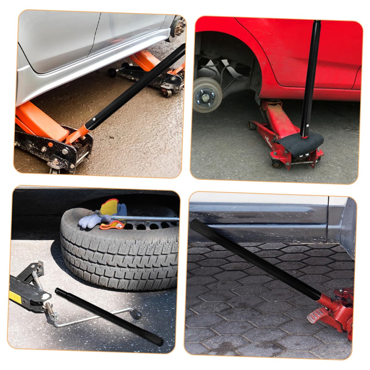 2 Szt. Uchwyt Do Podnośnika Podłogowego Pręt Dźwigniowy Wymiana Rączki Do Podnośnika Samochodowego Wytrzymały Uchwyt z Antypoślizgowym Silikonem Ergonomiczny Design Łatwy Użyciu i