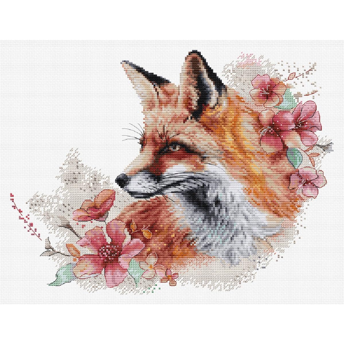 Luca-S Cross Stitch Kit The Sly Fox, BM3020, Counted Cross Stitch Kit for Adults, Needlecraft and Embroidery Kit