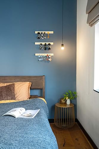 Miniatura 3 de Mkono Organizador de almacenamiento de lentes de sol montado en la pared, de madera, moderno, simple, soporte para anteojos, joyería, diadema,