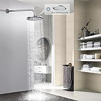 Vista 5 de BRIGHT SHOWERS Brazo de extensión de cabezal de ducha de 16 pulgadas con brida, extensor de ducha en forma de L, tubo de ducha extra largo de acero