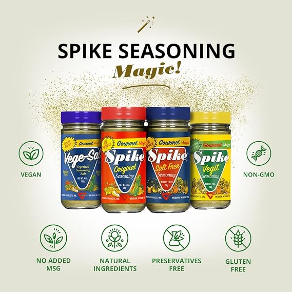 Spike All-Purpose Seasoning, Salt-Free, Herb, Veggie & Spice Blend 3-Pack MSG-Free Seasonings & Spices, 1.9 Oz Ea