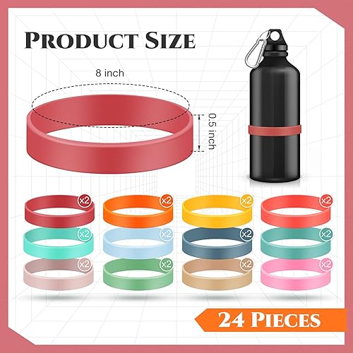 Miniatura 2 de 24 bandas elásticas de silicona de colores de 8 pulgadas, bandas elásticas de silicona de larga duración para libros, arte, envolturas de bolsas,