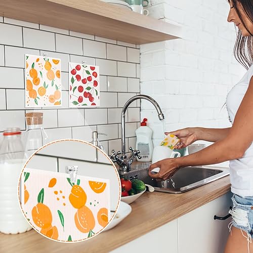 Miniatura 5 de Paquete de 6 paños de cocina suecos para cocina, toallas de papel reutilizables suecos con clips, paño absorbente sin olor para limpiar la cocina