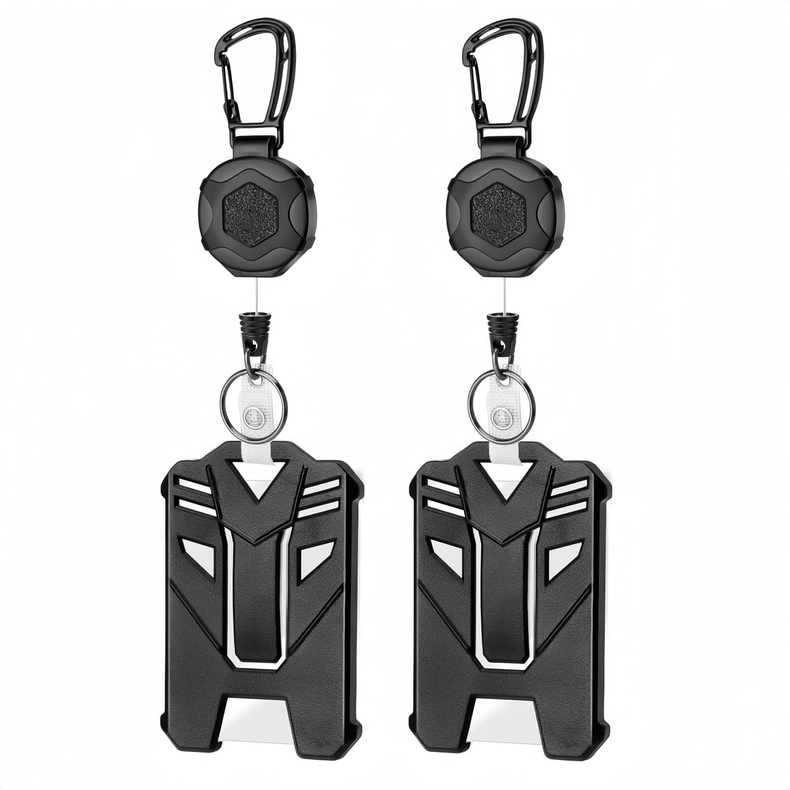2 Pack Heavy Duty Retractable Keychain with 31.5” Steel Cord, ID Badge Holder with Detachable Lanyard Strap for Work Office Travel Daily Use
