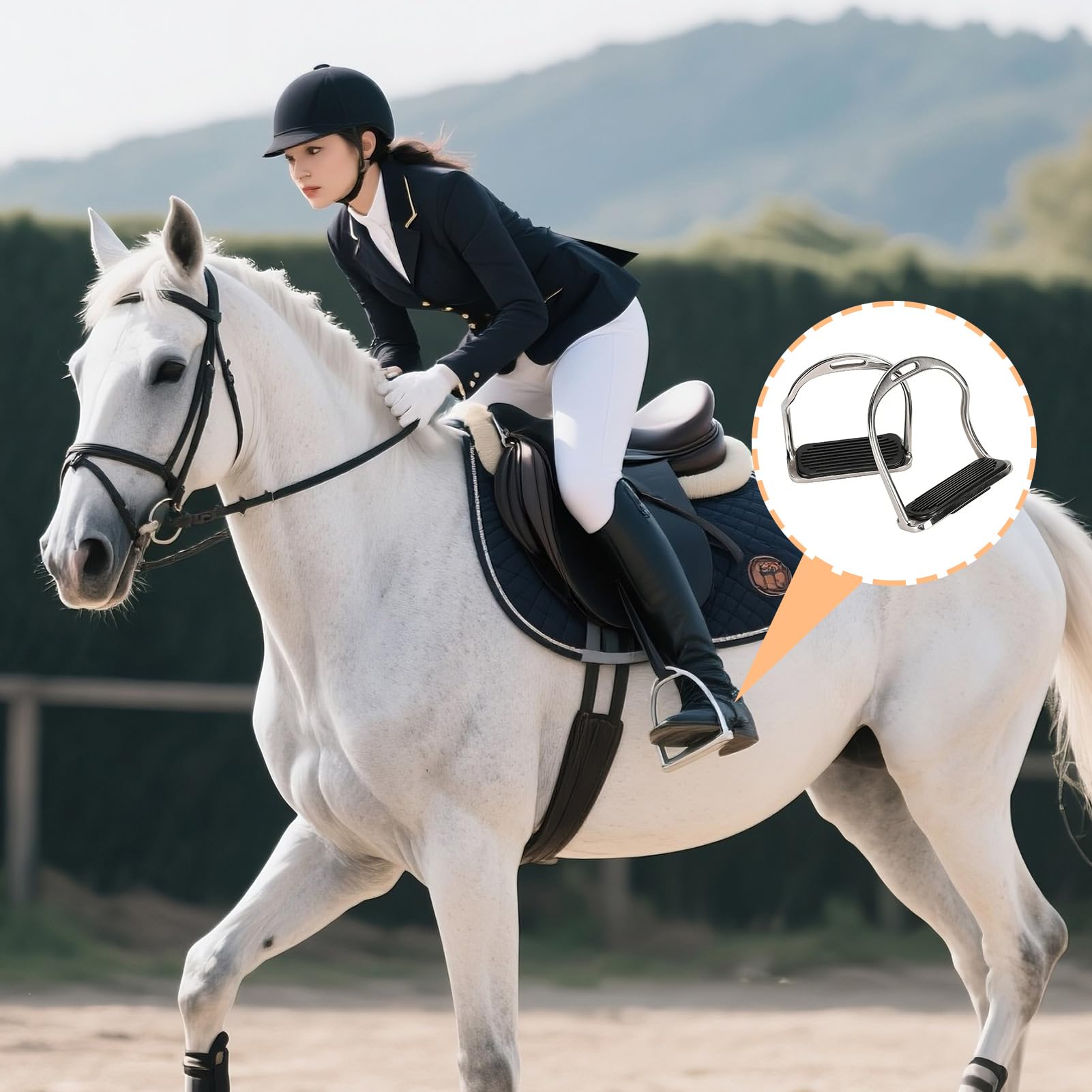 Étriers d'équitation, Protection d'équitation Anglaise en Acier Inoxydable, étriers de Cheval de Selle, soulagement de la Douleur au Genou et à la Cheville avec Coussinet en