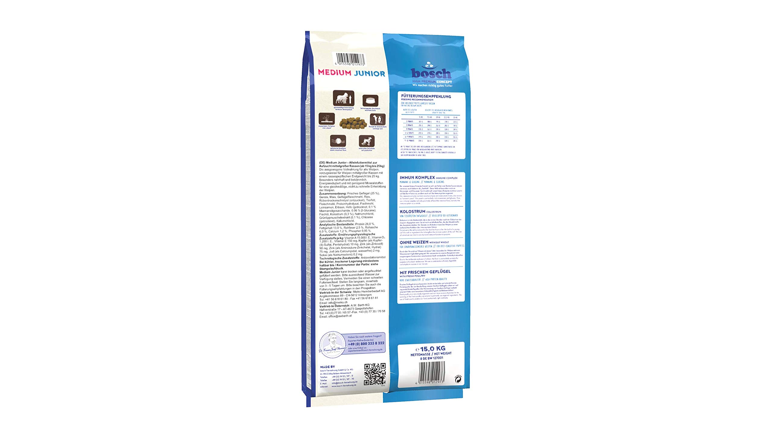 bosch HPC Medium Junior | Alimento seco para perros de razas medianas | 1 x 15 kg