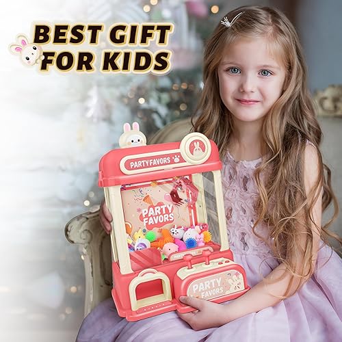Miniatura 9 de OWNONE 1 Máquina de garras de juguete para niños, máquina de garras de conejo con juguetes en el interior, máquina expendedora de conejo rosa para