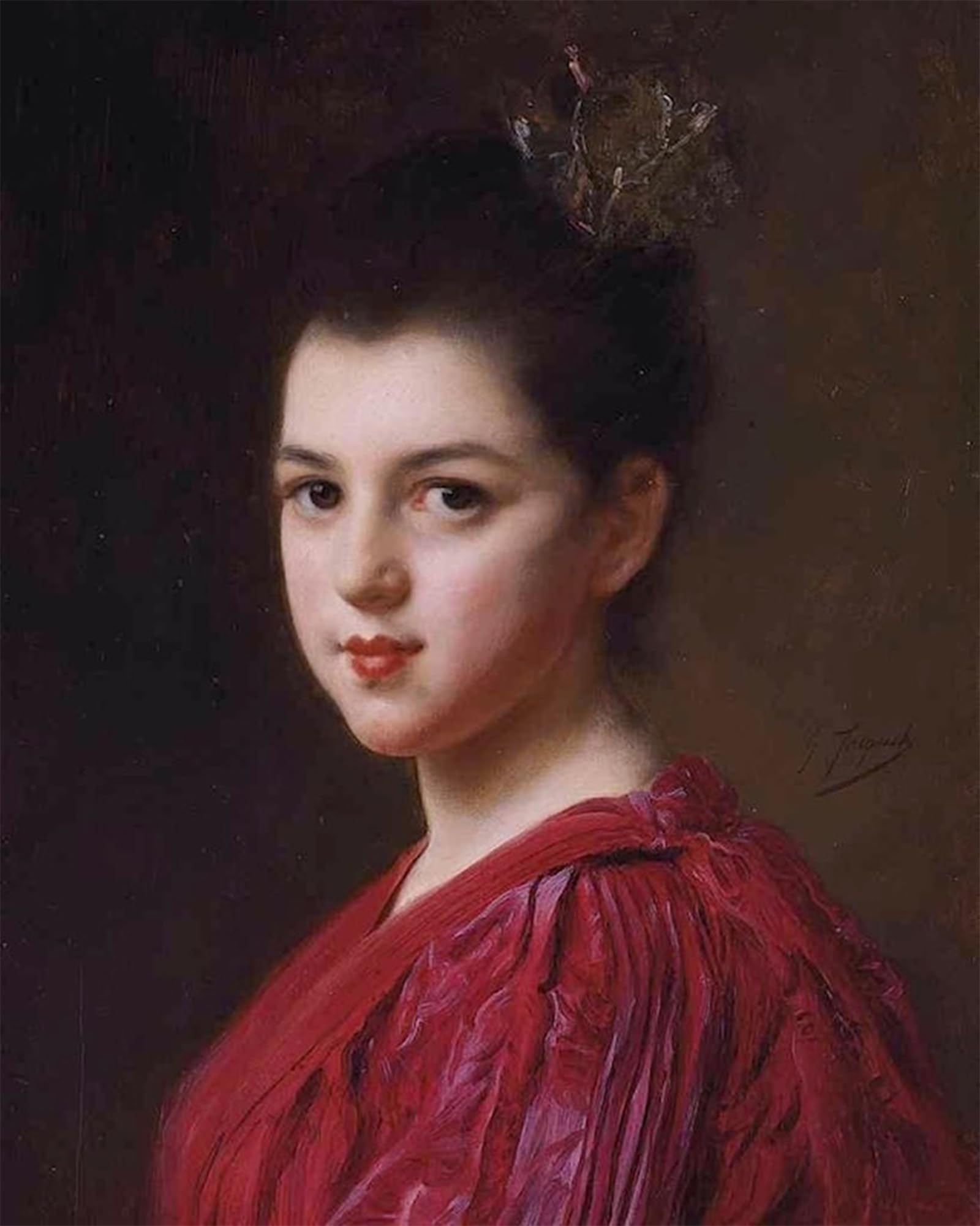 SERENDIPITP Vintage Wall Art Canvas Nordic Poster Canvas Print Picture Woman in a Red Dress Gustave Jean Jacquet Wall Art Poster for Home Decor 60x90cm