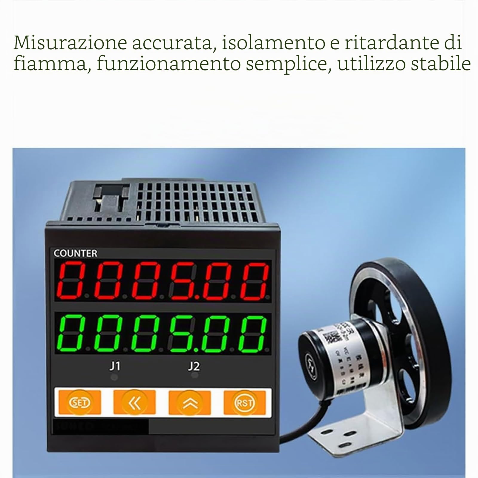 Contametri Digitale da 0 a 999999, Contametri di Lunghezza con Encoder E Rotella in Gomma, Display a Doppia Riga, Protezione da Spegnimento, per Cavi da Pesca