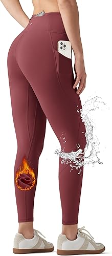 Willit - Leggings con forro polar para mujer, impermeables, térmicas, de cintura alta, para yoga, senderismo, correr, con bolsillos