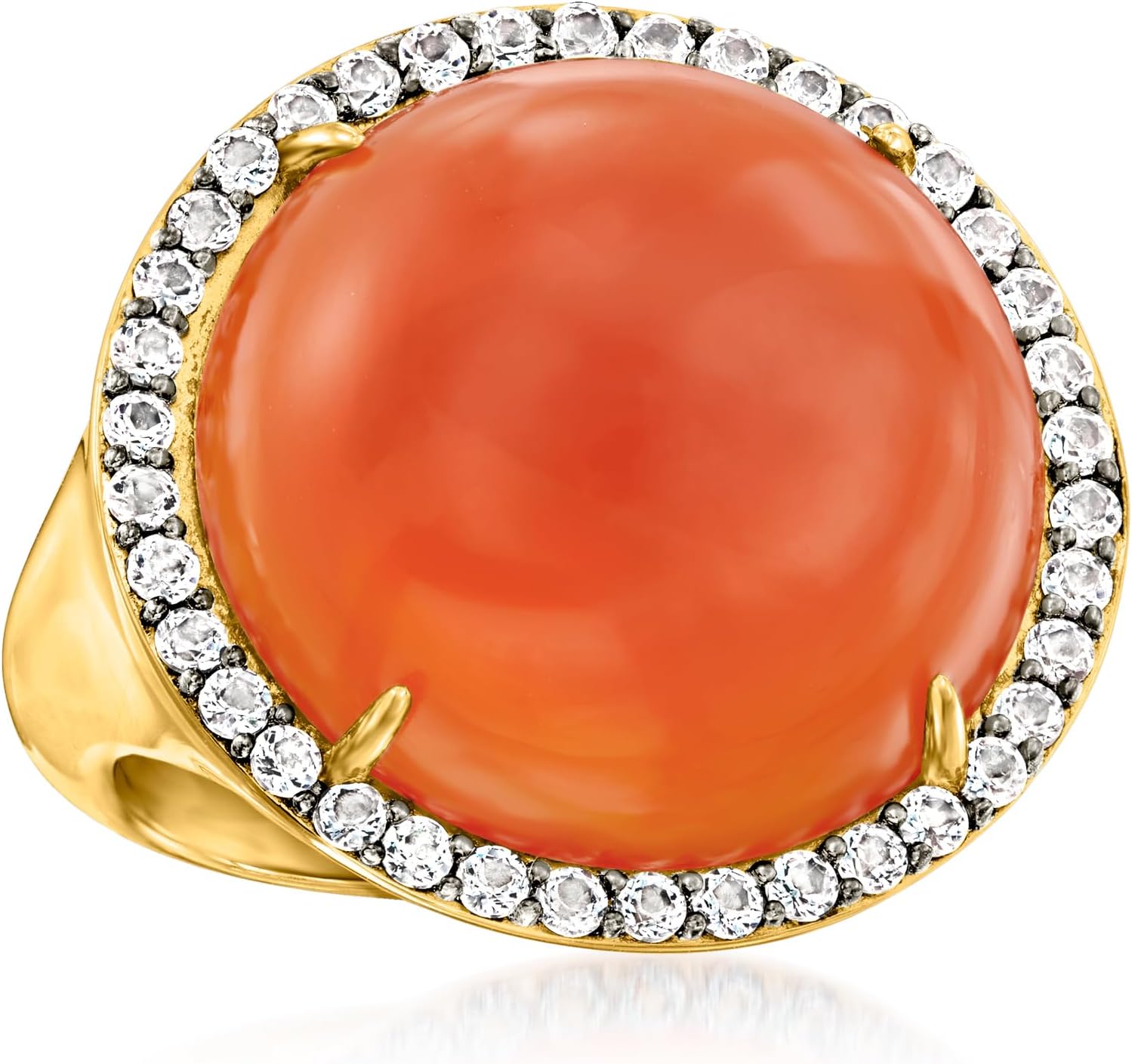 Ross-Simons Carnelian and .60 ct. t.w. White Topaz Ring in 18kt Gold Over Sterling - Image 4
