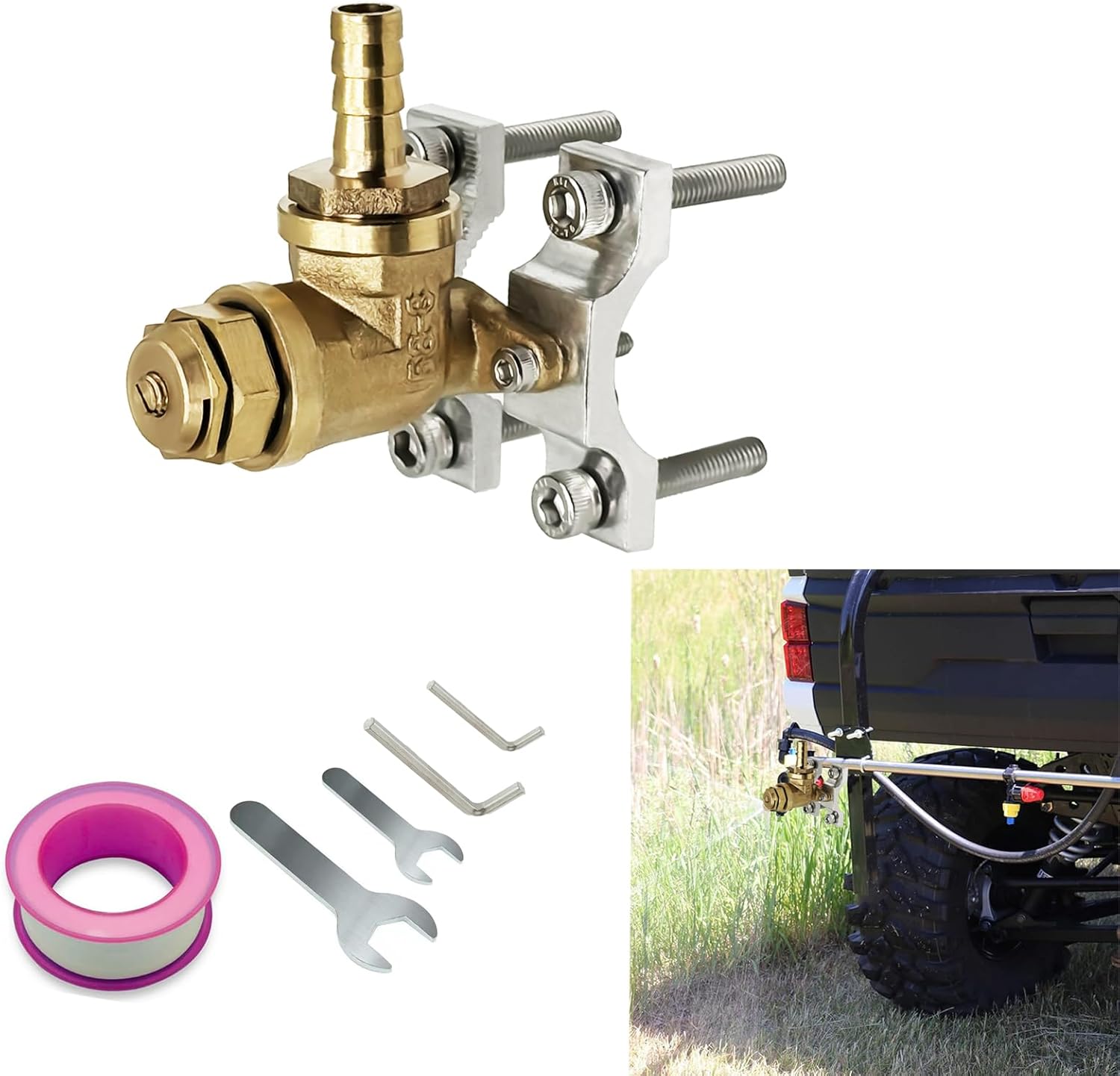 Boomless Spray Nozzle, #10#12 Orifices Brass Boomless Broadcast Nozzle for ATV Spot Sprayer Up to 31 feet scanning range, Compatible with Multi-Purpose ATV/UTV Tank Sprayer for Lawn & Garden, Farm.