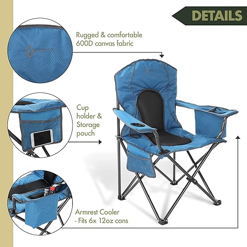 Miniatura 4 de ARROWHEAD OUTDOOR Portable Folding Camping Quad Chair w 4-Can Cooler, Cup-Holder, Heavy-Duty Carrying Bag wEasy Carry Shoulder Strap, Padded