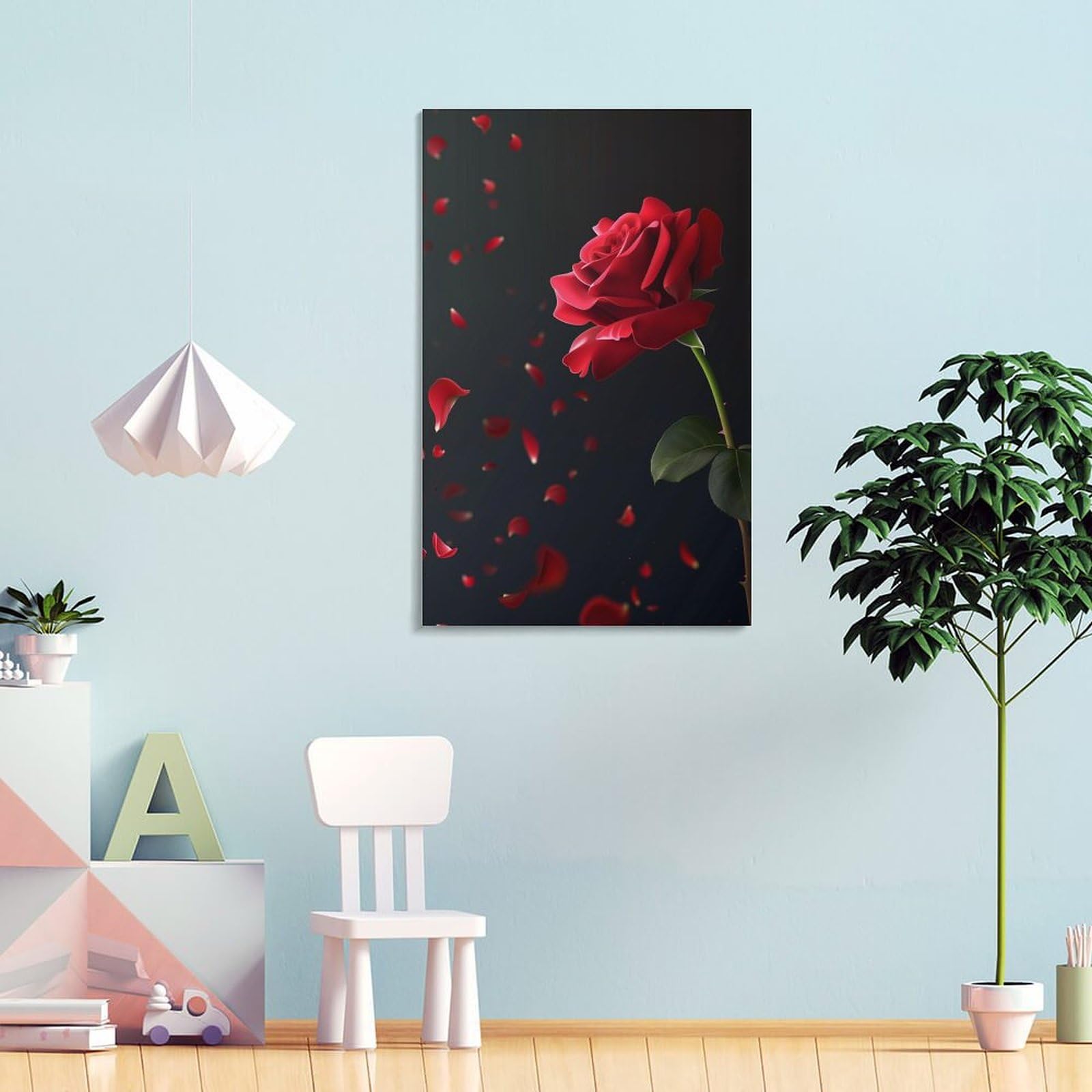 赤い花の絵　額縁付き Amazon.co.jp: 薔薇 絵画 アート パネル 赤い花の写真 絵 アート