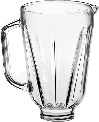 Miniatura 3 de Univen Tarro de licuadora de vidrio redondo de 6 tazas compatible con licuadoras Hamilton Beach