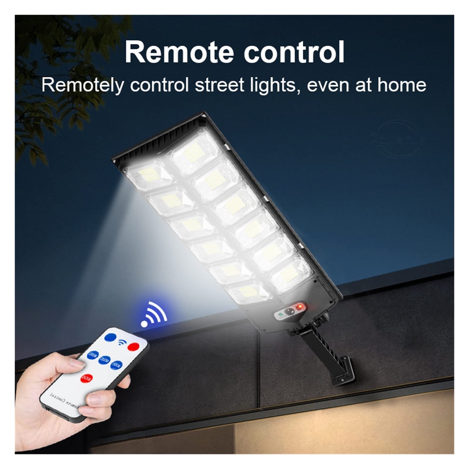Zewnętrzna lampa solarna, Zewnętrzne lampy słoneczne 3 tryby Zdalne sterowanie Led Solar Street Light 720 LEDs Wodoodporna lampa ogrodowa do domu i podwórka