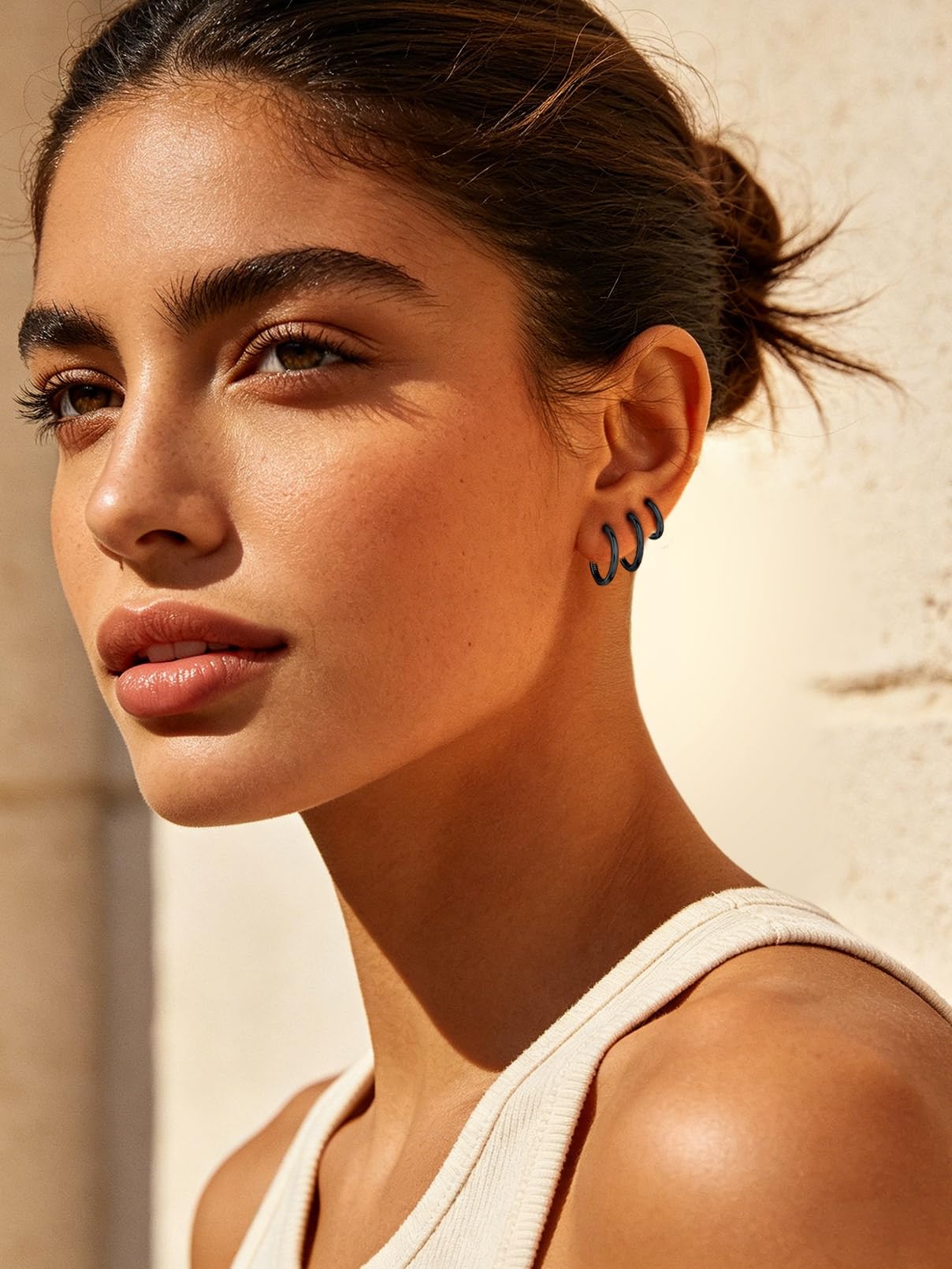 FaithHeart Czarne kolczyki do uszu dla mężczyzn Punk Helix Piercing duże kolczyki 20 mm Huggie kreole srebro 925 damskie kolczyki składane kreolki piercing do uszu biżuteria do uszu biżuteria do uszu