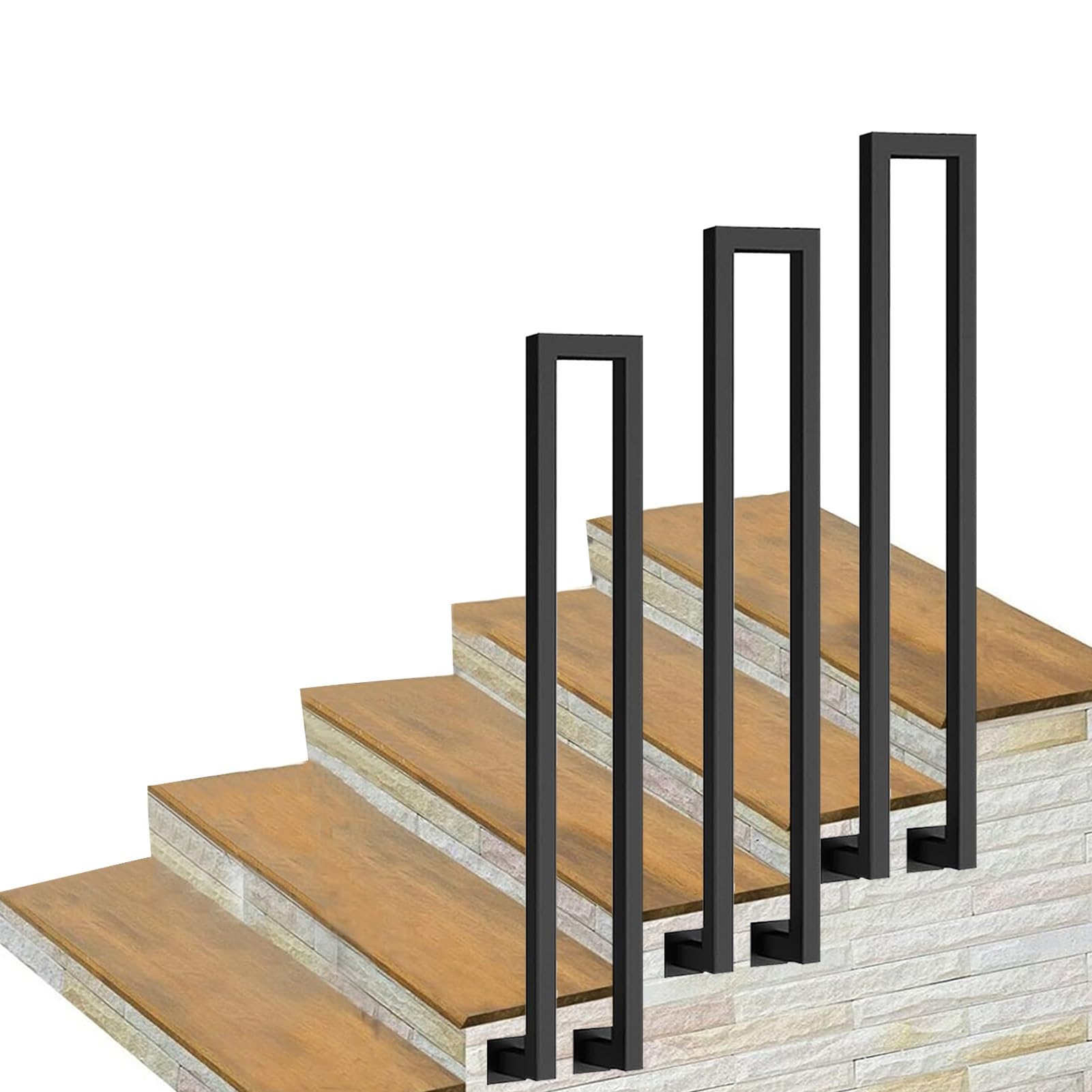 LWJSOCP Stair handrail Wrought Iron Stair Handrails for Outdoor Steps, U Shaped Stair Railings, Side Mount Outdoor/Indoor Porch Garden Stairs Banister Handrail (Black) (Size : 75cm(2.5ft))