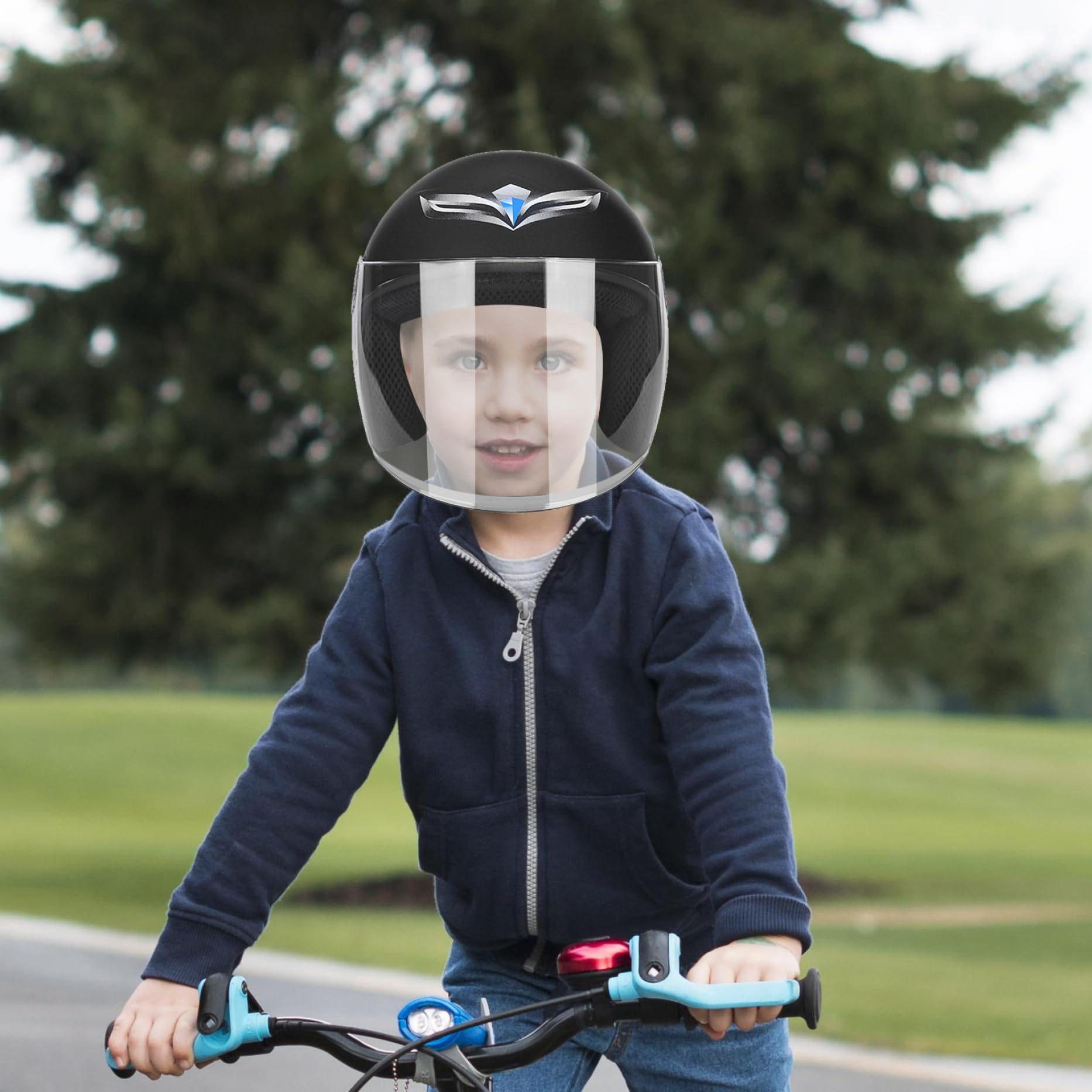 Casco de Bicicleta Ajustable de Cara Completa para niños, a Prueba de Viento, absorción de Impactos, Comodidad, Cabeza de Seguridad, Accesorio para Scooter para niños y niñas