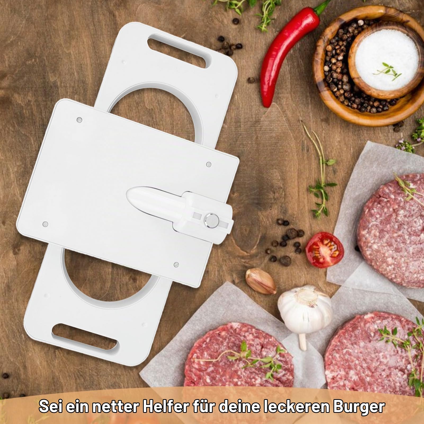 Hamburger-Pressmaschine, automatischer Hamburger-Patty-Maker mit 5 Adapterrohren, hausgemachte Burger-Maker-Presse für Wurstfüllfleisch